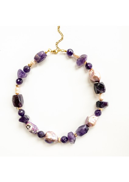 Aurora – Ametist, Hematit & Barok Inci Kolye fiyatları