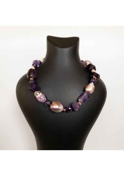 Aurora – Ametist, Hematit & Barok Inci Kolye fırsatları