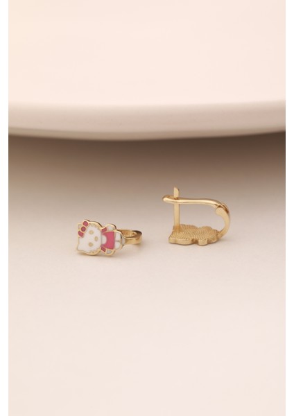 14 Ayar Altın Hello Kitty J Çocuk Küpesi