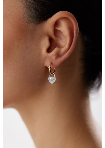 14 Ayar Altın Kalp Halka Küpe