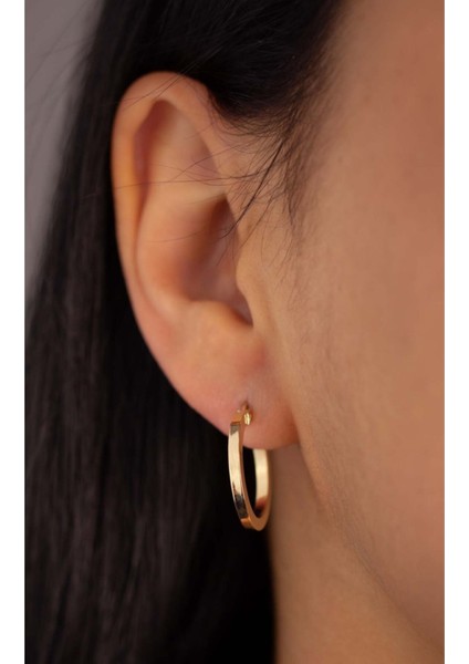 14 Ayar Altın Bombe Halka Küpe Büyük