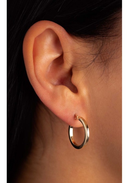 14 Ayar Altın Bombe Halka Küpe Büyük fiyatları