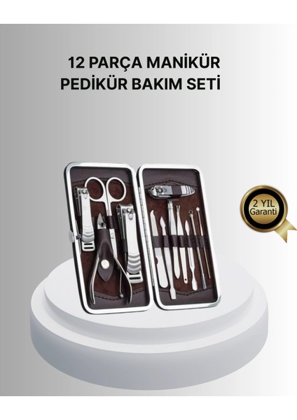 Profesyonel Tırnak Bakım Seti Çelik Aletli Şık Deri Çantalı