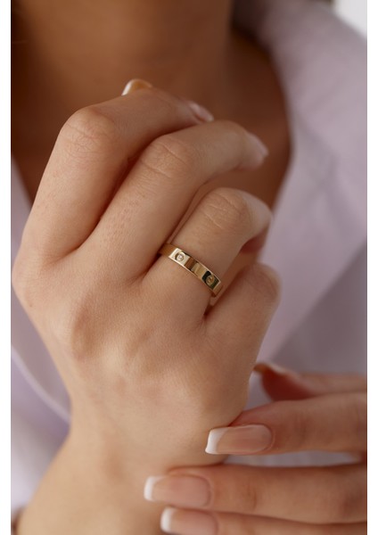 14 Ayar Altın Çivili Alyans 4mm