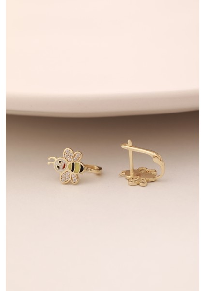 14 Ayar Altın Arı Figürlü Çocuk Küpesi