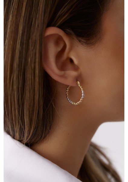 14 Ayar Altın Üç Renk Dorika Küpe