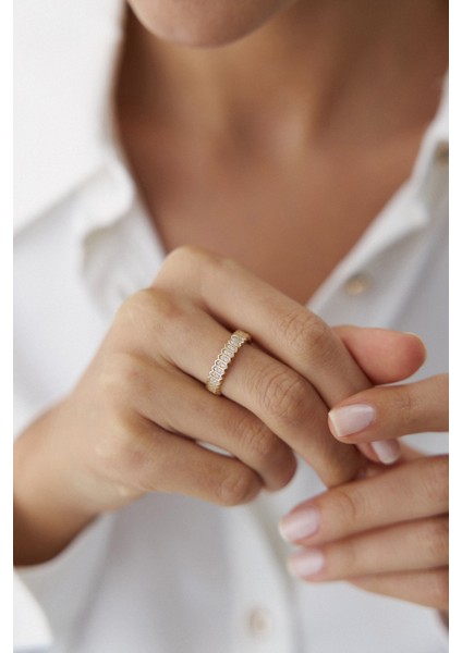 14 Ayar Altın Taşlı Petek Yüzük