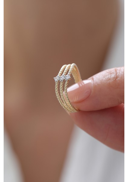 14 Ayar Altın Modern Taşlı Yüzük fiyatları