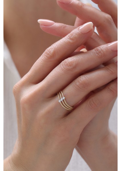 14 Ayar Altın Modern Taşlı Yüzük modelleri