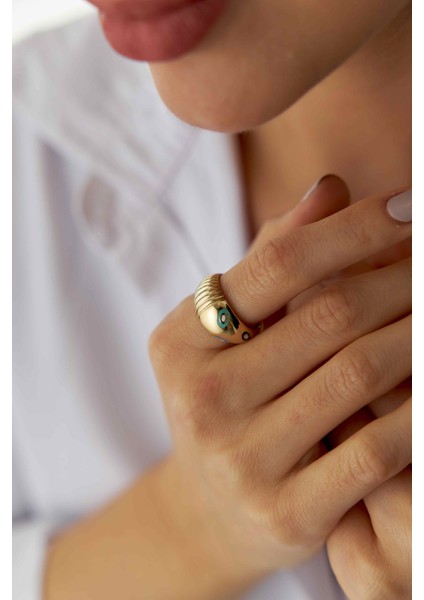 14 Ayar Altın Mineli Istiridye Yüzük modelleri