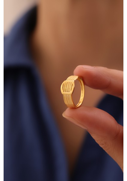 14 Ayar Altın Dikdörtgen Detaylı Trabzon Yüzük modelleri