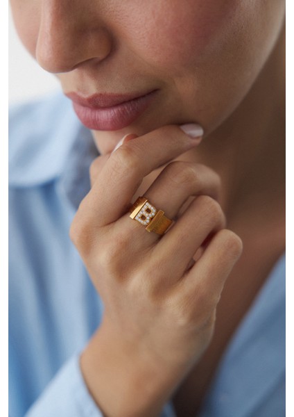 14 Ayar Altın Trabzon Hasır Harf Yüzük