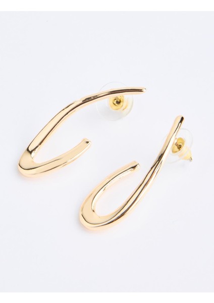 Altın Rengi Kanca Figürlü Metal Küpe modelleri