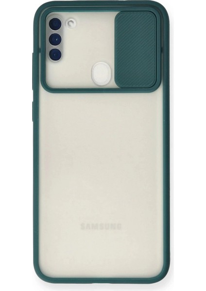 Samsung Galaxy A11 Kılıf Palm Buzlu Kamera Sürgülü Silikon - Yeşil