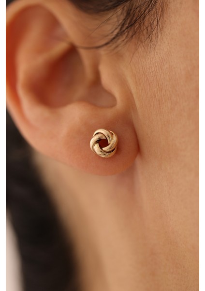 14 Ayar Altın Minimal Düğüm Küpe fiyatları