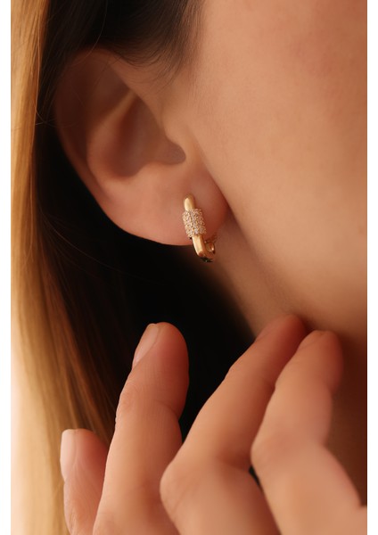 14 Ayar Altın Dikdörtgen Taşlı Halka Küpe fiyatları