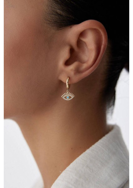 14 Ayar Altın Kirpik Halka Küpe