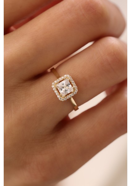 14 Ayar Altın Kare Baget Yüzük modelleri