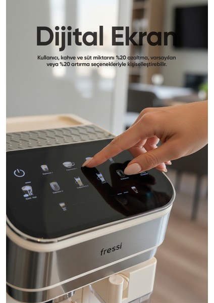Espresso Latte Cappuccino Kahve Makinesi Tam Otomatik Süt Tanklı 20BAR Basınçlı Lavante Krem fiyatları