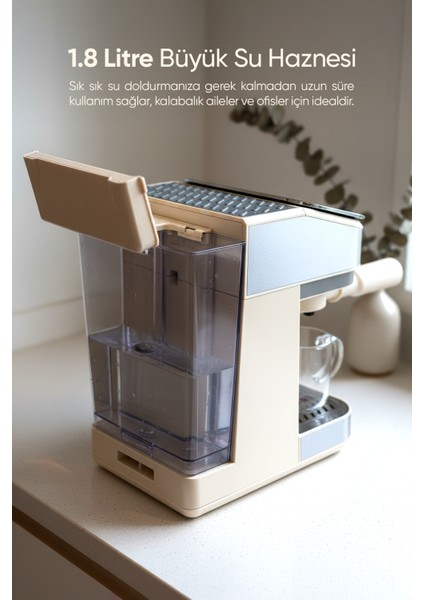 Espresso Latte Cappuccino Kahve Makinesi Tam Otomatik Süt Tanklı 20BAR Basınçlı Lavante Krem indirimleri