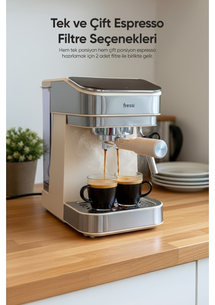 Espresso Latte Cappuccino Kahve Makinesi Tam Otomatik Süt Tanklı 20BAR Basınçlı Lavante Krem