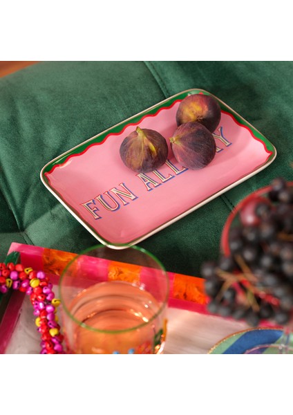 Luohu Porselen Servis Tabağı 22x11x2 Cm Pembe indirimleri