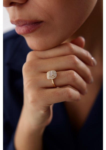 14 Ayar Altın Kare Baget Yüzük fiyatları