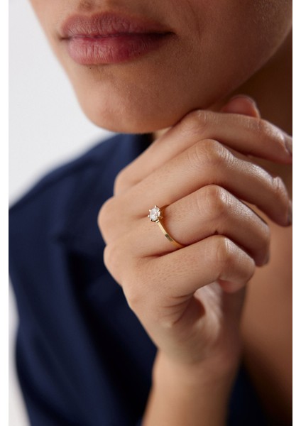 14 Ayar Altın Altı Tırnak Tektaş Yüzük fiyatları