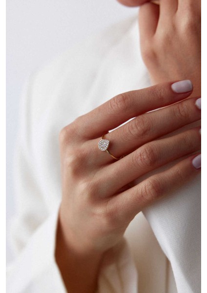 14 Ayar Altın Damla Taşlı Yüzük