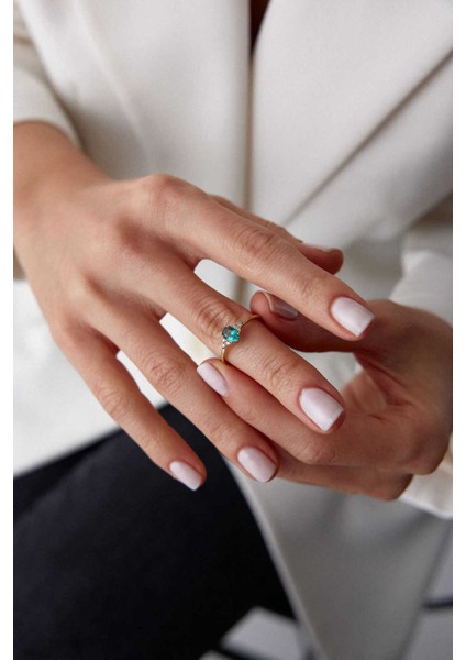 14 Ayar Altın Oval Zümrüt Yüzük fiyatları