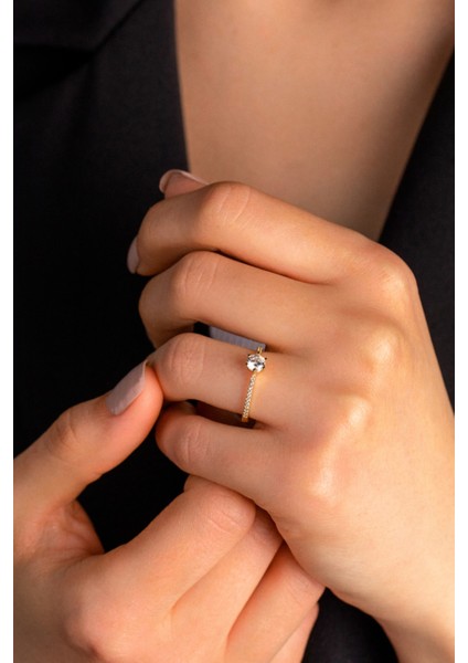 Altın Kadın Klasik Tektaş Yüzük fırsatları