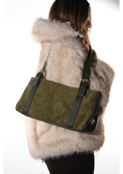 Nerına Yeşil Süet Hakiki Deri Kadın Kol Çantası fırsatları