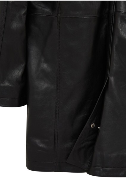 Ederson Erkek Siyah Hakim Yaka Düğmeli Deri Kaban 24WGD6113VE