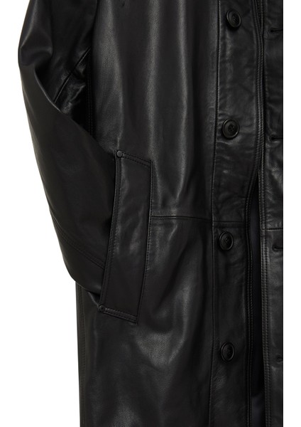 Ederson Erkek Siyah Hakim Yaka Düğmeli Deri Kaban 24WGD6113VE