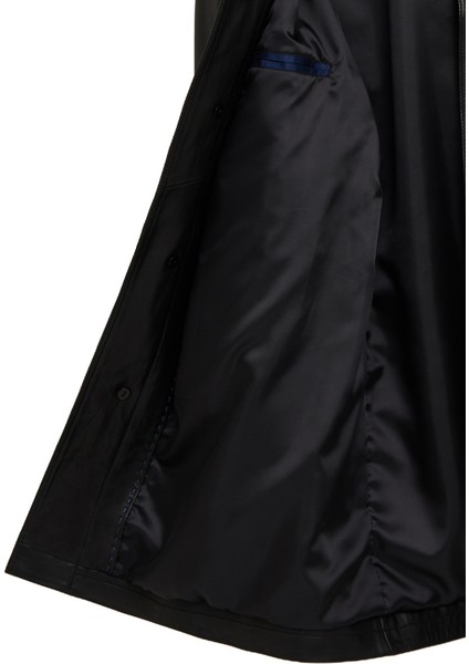 Ederson Erkek Siyah Hakim Yaka Düğmeli Deri Kaban 24WGD6113VE