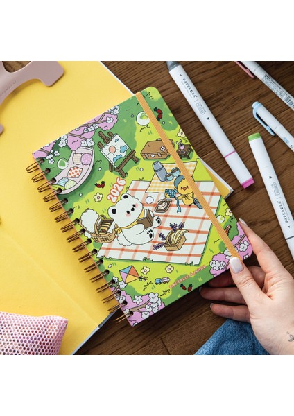 2026 A5 Spiralli Renkli Haftalık Ajanda 12 Aylık – Motivasyon Sayfalı