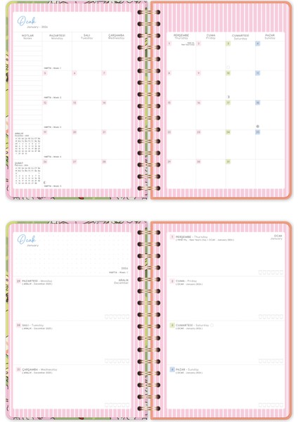 2026 A5 Spiralli Renkli Haftalık Ajanda 12 Aylık – Motivasyon Sayfalı indirimleri