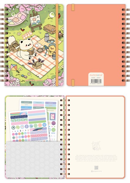 2026 A5 Spiralli Renkli Haftalık Ajanda 12 Aylık – Motivasyon Sayfalı