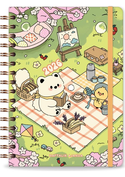 2026 A5 Spiralli Renkli Haftalık Ajanda 12 Aylık – Motivasyon Sayfalı