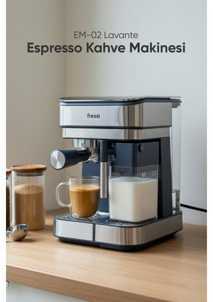 Espresso Latte Cappuccino Kahve Makinesi Tam Otomatik Süt Tanklı 20BAR Basınçlı Urban Lacivert