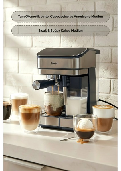 Espresso Latte Cappuccino Kahve Makinesi Tam Otomatik Süt Tanklı 20BAR Basınçlı Urban Lacivert modelleri