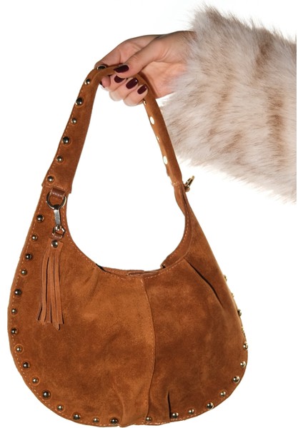 Antıno Taba Süet Hakiki Deri Troklu Kadın Kol Çantası fırsatları