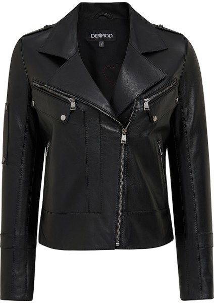 Roma Kadın Siyah Biker Deri Ceket 25WGD5609U4 modelleri