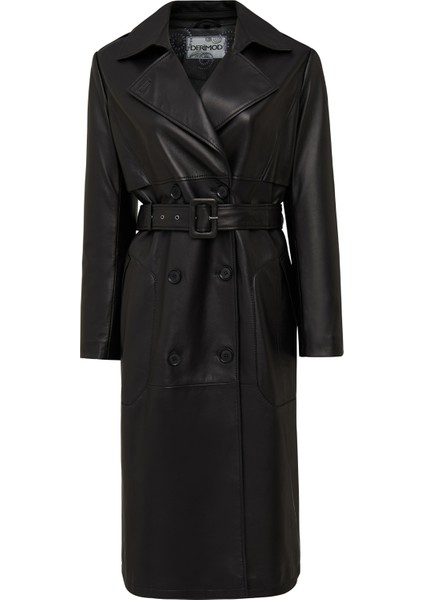 Natalia Kadın Siyah Deri Trençkot 25WGD5247U4