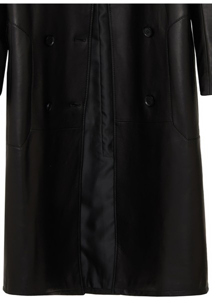 Natalia Kadın Siyah Deri Trençkot 25WGD5247U4 indirimleri