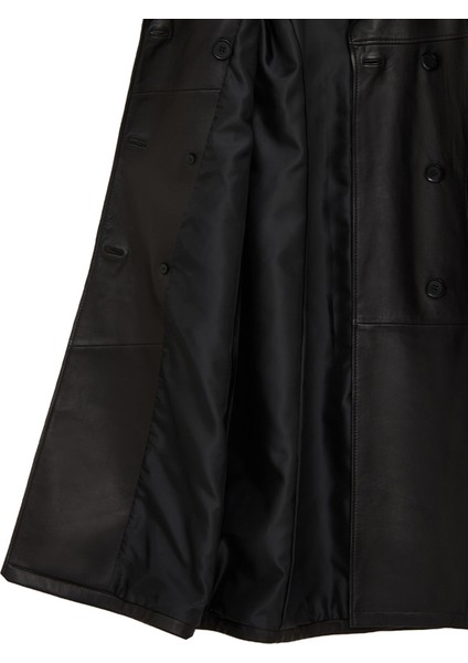 Natalia Kadın Siyah Deri Trençkot 25WGD5247U4