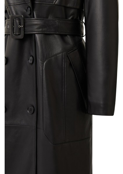 Natalia Kadın Siyah Deri Trençkot 25WGD5247U4