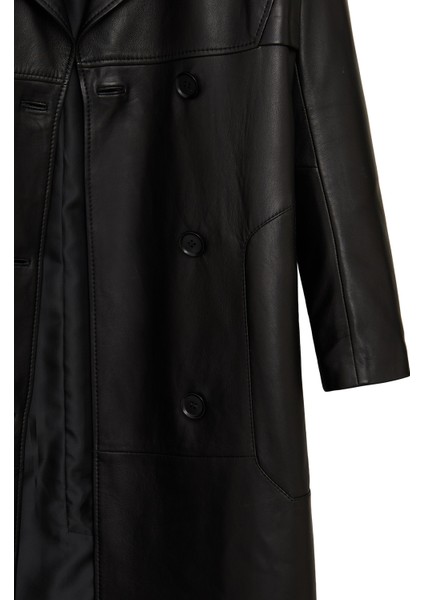 Natalia Kadın Siyah Deri Trençkot 25WGD5247U4