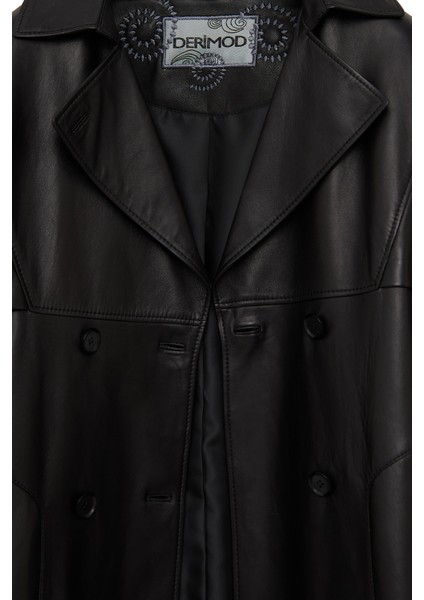 Natalia Kadın Siyah Deri Trençkot 25WGD5247U4