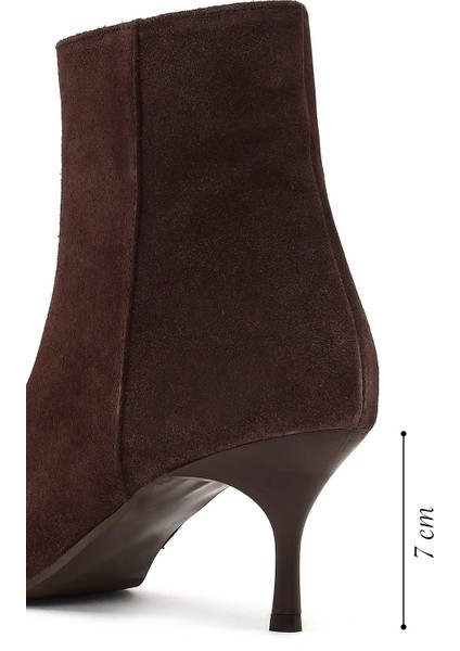Kadın Kahverengi Fermuarlı Ince Topuklu Süet Deri Bot 25WFD131310 fiyatları